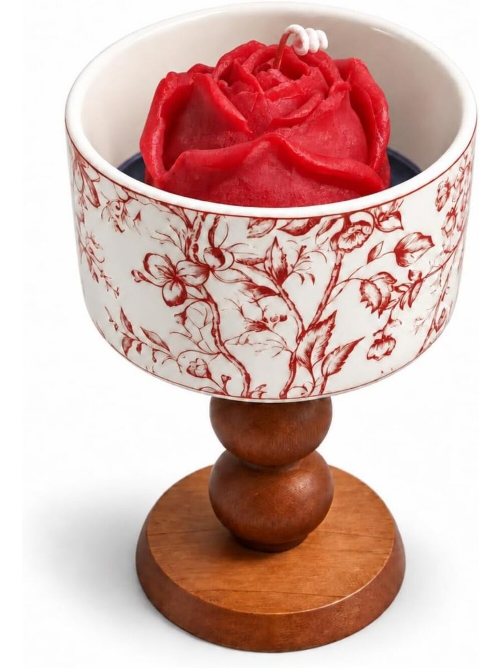 Sculpted Rose Candle - Damask Rose & Berry Noir Scent, 7 oz Decorative Home